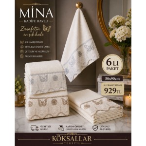✨ Mina Kadife Havlu Seti ✨6'lı paket 929TL